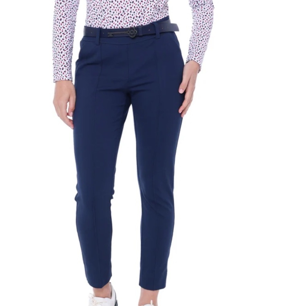 Belyn Key Blue White Strip Commuter Crop Pants Size XL Golf